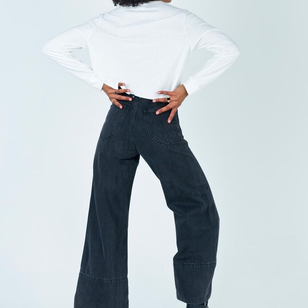 Thrills Canyon Jeans high-waisted wide leg black jeans size 26 - Picture 3 of 7